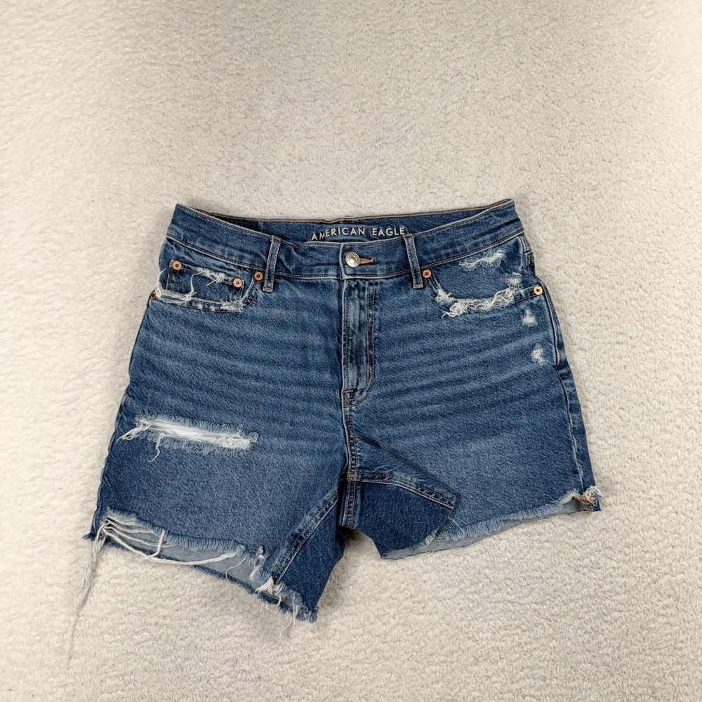American Eagle Strigid Relaxed Cut Off Denim Shorts Blue Womens 6 W28